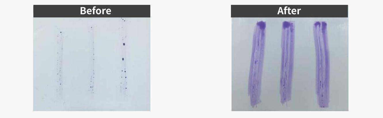 PTFE等離子處理前后達(dá)因值對(duì)比