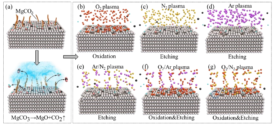 不同等離子體對(duì)鎂合金表面的作用